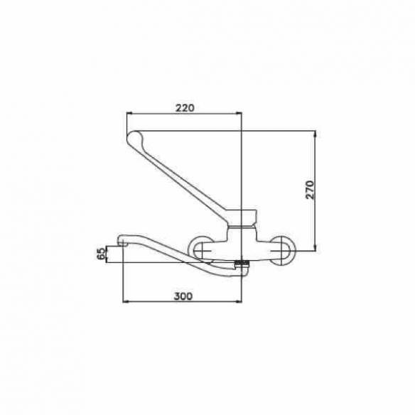 Edenox- Grifo de pared monomando 2 aguas Edenox GMP-30 E palanca larga caño giratorio
