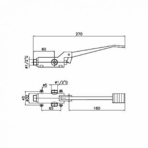 Edenox- Grifo de pedal 2 aguas montaje en suelo Edenox G1P2S E