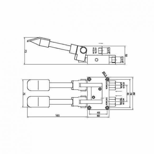 Grifo de pedal 2 aguas 2 pedales montaje en suelo Edenox G2P2S E-Z0091316405