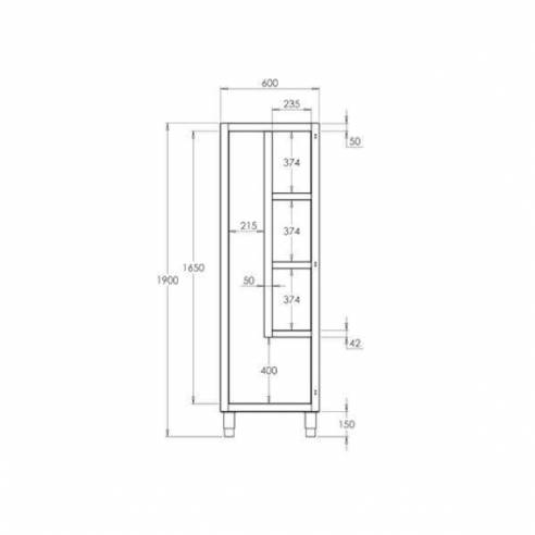 Armario limpieza 1 puertas 600x600x1750 AL1P-66 Edenox