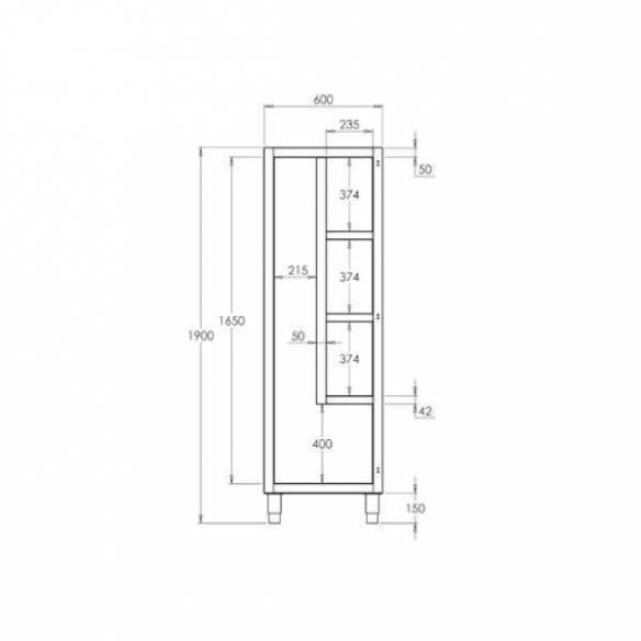 Distform- Armario productos limpieza acero inox Distform 1 puerta