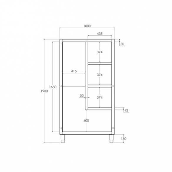 Armario de pie productos limpieza Dimensiones(mm): 600x500x1900 - Puertas: 1