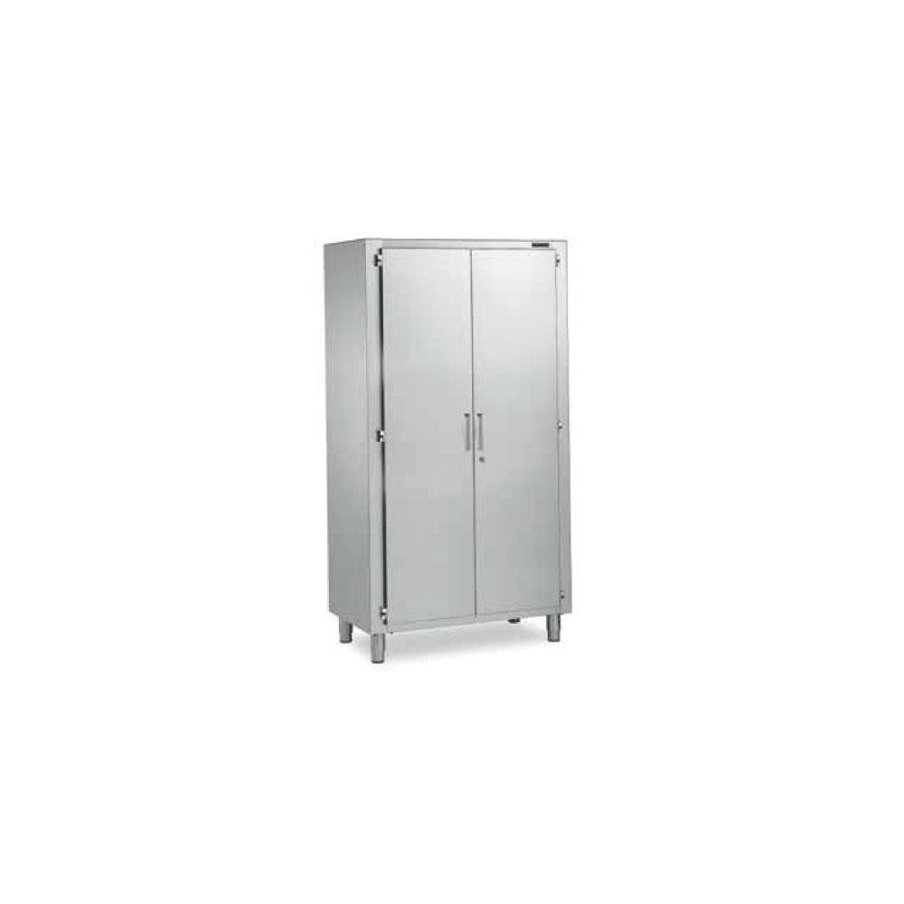 Armario de productos de limpieza en acero inox. con pared intermedia  acortada, AxPxH 800x500x1800 mm