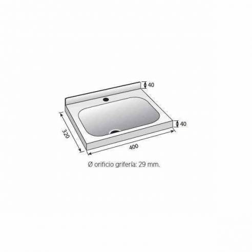 Edenox- Lavabo acero inoxidable pequeño Edenox LB-43 - Sujeción pared