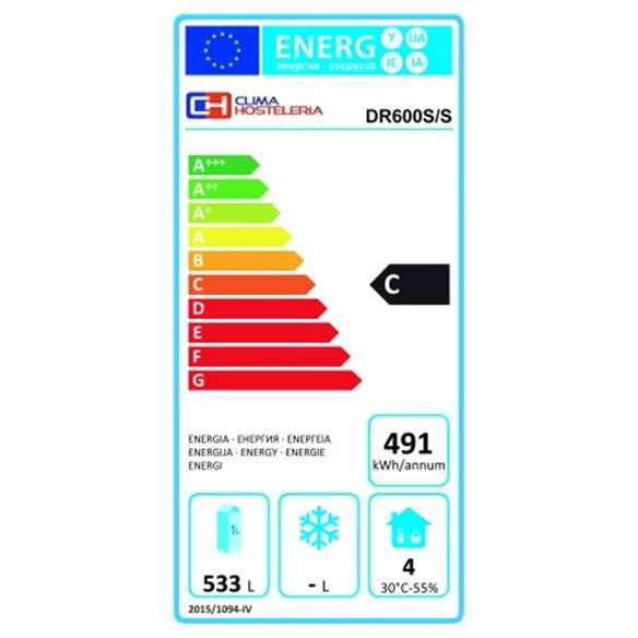 Clima Hosteleria- Armario Refrigerado GN2/1 Acero Inoxidable 600 litros DR600SS