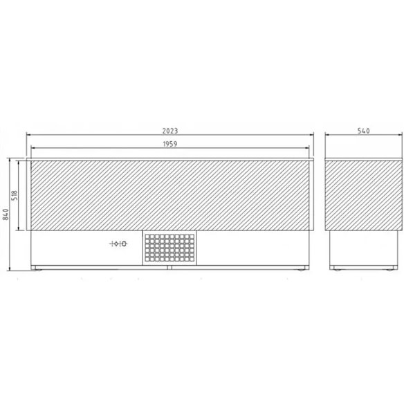 Botellero refrigerado para Bar Lacado Blanco 2,0 Metros BB200