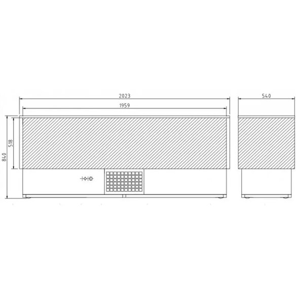 Botellero refrigerado para Bar Lacado Blanco 2,0 Metros BB200