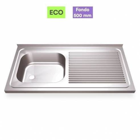 Fregadero industrial acero inox 1 seno con 1 escurridor - Fondo 50 cm