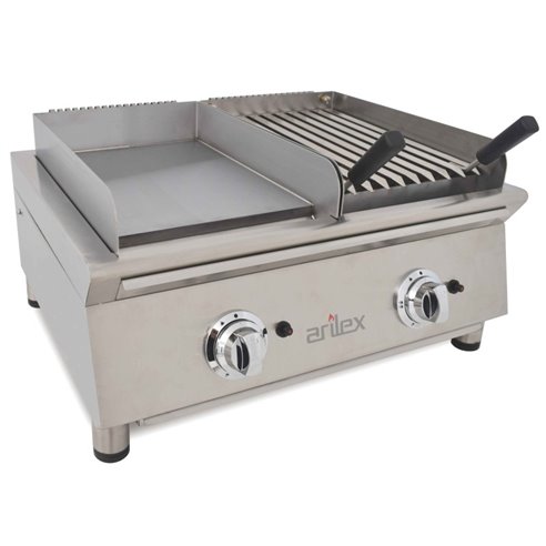 Arilex- Frytops a gas 35 cm acero rectificado de 15 mm + Barbacoa a gas 35 cm Línea 600 70FRYGRBN