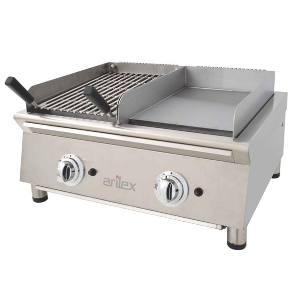 Arilex- Frytops a gas 35 cm acero rectificado de 15 mm + Barbacoa a gas 35 cm Línea 600 70FRYGRBN