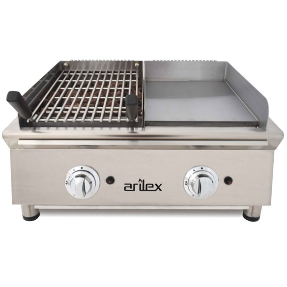 Arilex- Frytops a gas 35 cm acero rectificado de 15 mm + Barbacoa a gas 35 cm Línea 600 70FRYGRBN