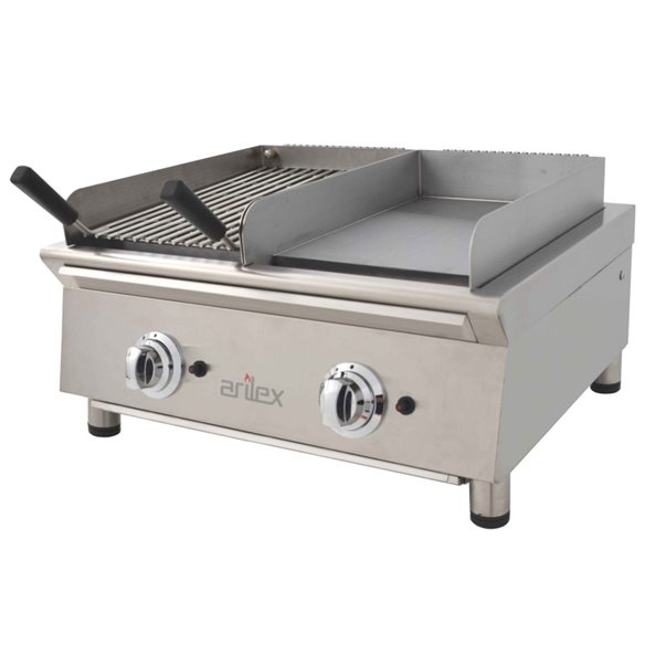 Arilex- Frytops a gas 35 cm acero rectificado de 15 mm + Barbacoa a gas 35 cm Línea 600 70FRYGRBN