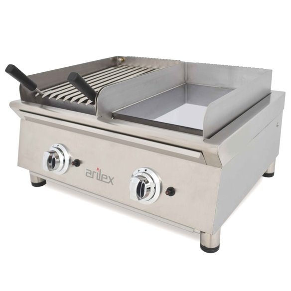 Arilex- Frytops a gas 35 cm acero de 15 mm cromo duro + Barbacoa a gas 35 cm Línea 600 70FRYGCBN