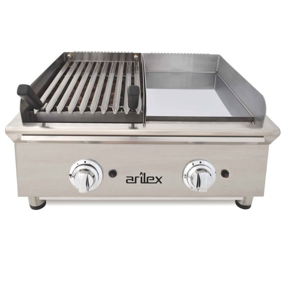 Arilex- Frytops a gas 35 cm acero de 15 mm cromo duro + Barbacoa a gas 35 cm Línea 600 70FRYGCBN