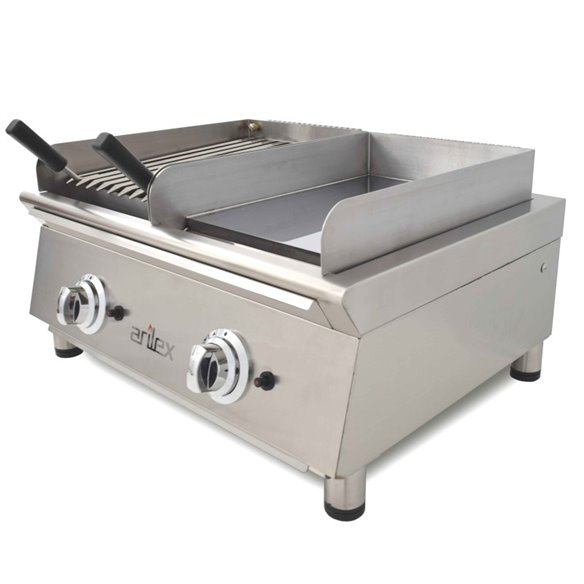 Arilex- Frytops a gas 35 cm acero de 15 mm cromo duro + Barbacoa a gas 35 cm Línea 600 70FRYGCBN