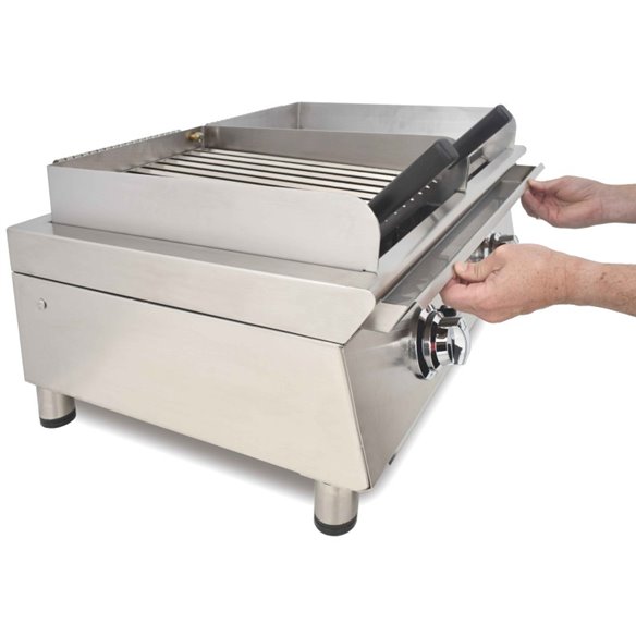 Arilex- Frytops a gas 35 cm acero de 15 mm cromo duro + Barbacoa a gas 35 cm Línea 600 70FRYGCBN
