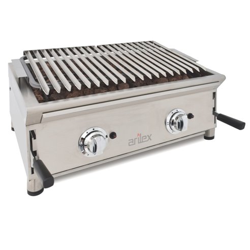 Barbacoa A Gas 40 Cm Piedra Volcánica ARILEX Con Parrilla Pavonada Regulable En 3 Alturas 40BAR