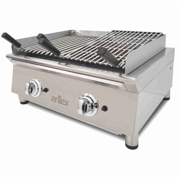 Arilex- Parrilla vasca a gas 70 cm con piedra volcánica Línea 600 70VASN