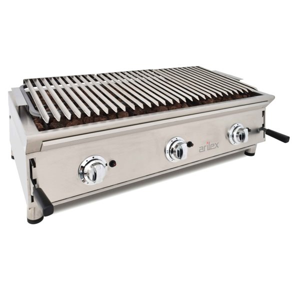 Barbacoa A Gas 40 Cm Piedra Volcánica ARILEX Con Parrilla Pavonada Regulable En 3 Alturas 40BAR