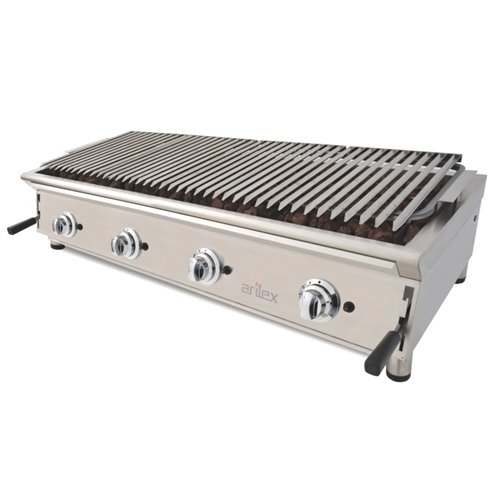 Barbacoa A Gas 40 Cm Piedra Volcánica ARILEX Con Parrilla Pavonada Regulable En 3 Alturas 40BAR