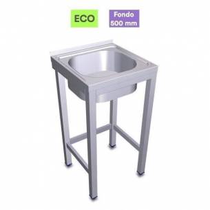 Fregadero industrial acero inox con patas 1 seno sin escurridor - Fondo 50 cm