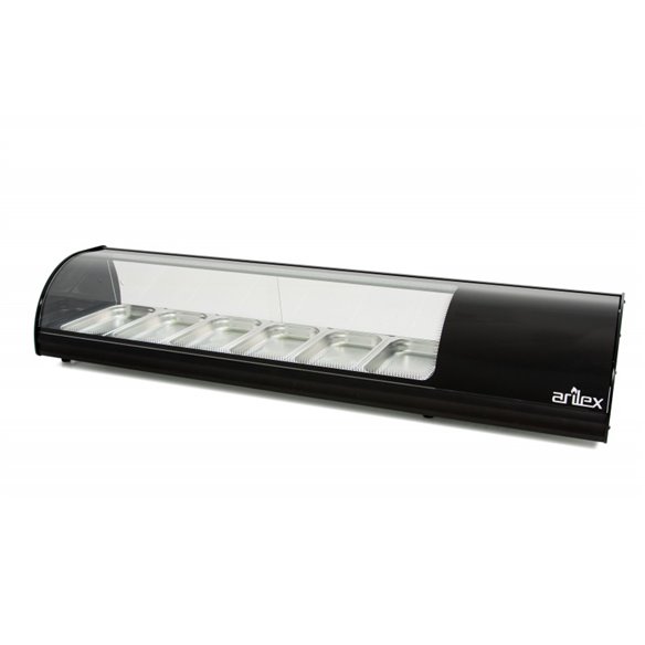 Arilex- Vitrina refrigerada de tapas 6 bandejas GN1/3 color negro ARILEX 6VTG-NE
