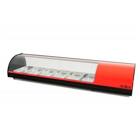 Arilex- Vitrina refrigerada de tapas 6 bandejas GN1/3 color rojo ARILEX 6VTG-RO