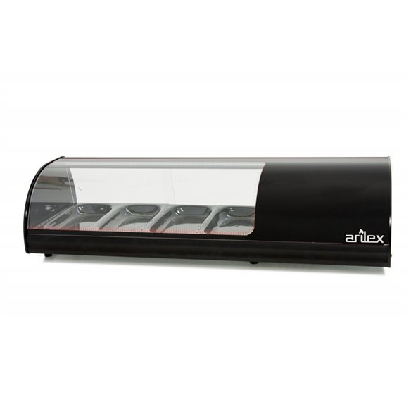 Vitrina refrigerada de tapas ARILEX PLACA LISA capacidad 4-GN1/3 color negro 4VTL-NE