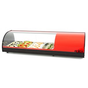 Vitrina refrigerada de tapas ARILEX PLACA LISA capacidad 4-GN1/3 color rojo 4VTL-RO