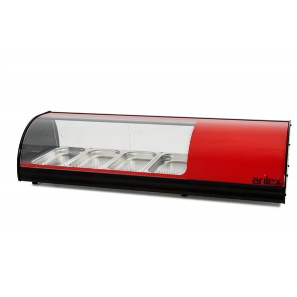 Vitrina refrigerada de tapas ARILEX PLACA LISA capacidad 4-GN1/3 color rojo 4VTL-RO