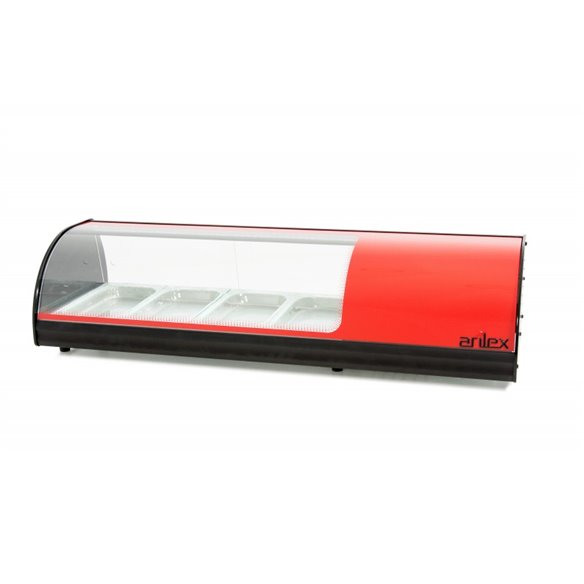 Vitrina refrigerada de tapas ARILEX PLACA LISA capacidad 4-GN1/3 color rojo 4VTL-RO