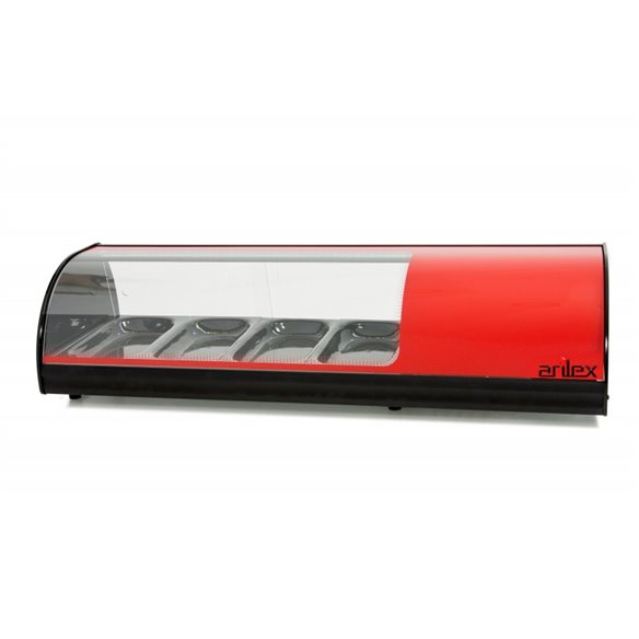 Vitrina refrigerada de tapas ARILEX PLACA LISA capacidad 4-GN1/3 color rojo 4VTL-RO