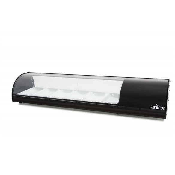 Vitrina refrigerada de tapas ARILEX PLACA LISA capacidad 6-GN1/3 color negro 6VTL-NE