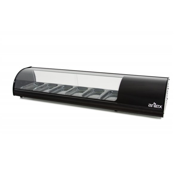 Vitrina refrigerada de tapas ARILEX PLACA LISA capacidad 6-GN1/3 color negro 6VTL-NE