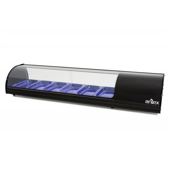 Vitrina refrigerada de tapas ARILEX PLACA LISA capacidad 6-GN1/3 color negro 6VTL-NE