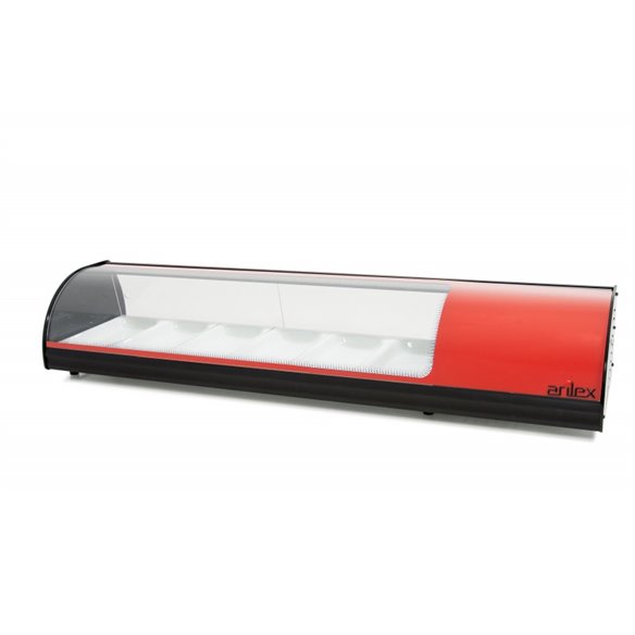 Vitrina refrigerada de tapas ARILEX PLACA LISA capacidad 6-GN1/3 color rojo 6VTL-RO