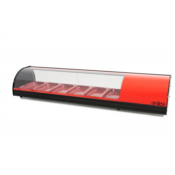 Vitrina refrigerada de tapas ARILEX PLACA LISA capacidad 6-GN1/3 color rojo 6VTL-RO
