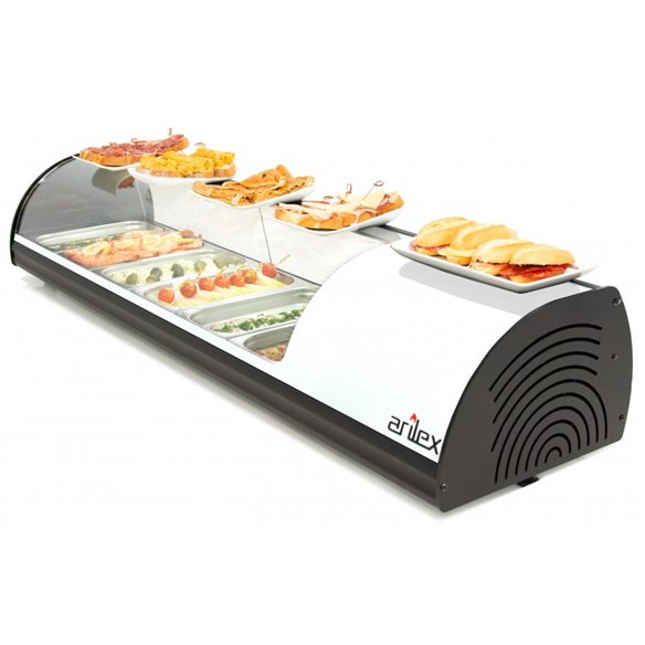 Vitrina refrigerada de tapas ARILEX PLACA LISA capacidad 6-GN1/3 color blanco 6VTL-BL