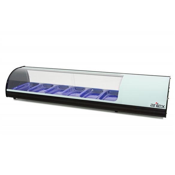 Vitrina refrigerada de tapas ARILEX PLACA LISA capacidad 6-GN1/3 color blanco 6VTL-BL