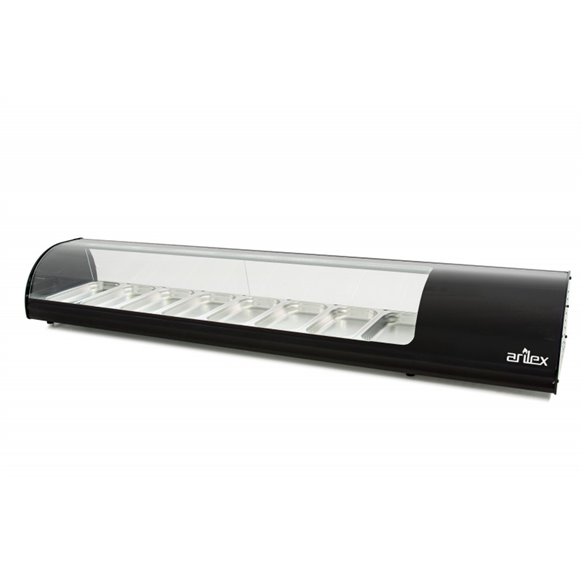 Vitrina refrigerada de tapas ARILEX PLACA LISA capacidad 8-GN1/3 color negro 8VTL-NE