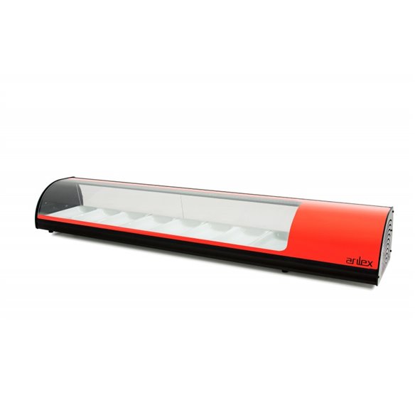 Vitrina refrigerada de tapas ARILEX PLACA LISA capacidad 8-GN1/3 color rojo 8VTL-RO