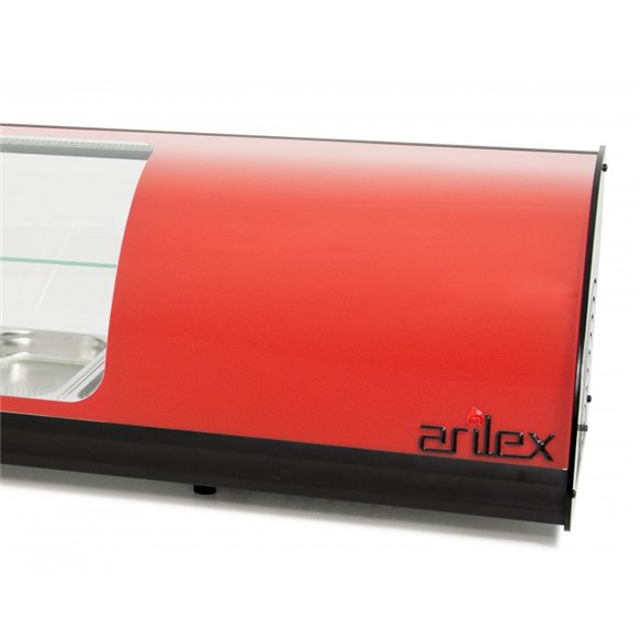Vitrina refrigerada de tapas ARILEX 6 bandejas doble piso  GN1/3 color rojo 6VTG-RO DOBLE