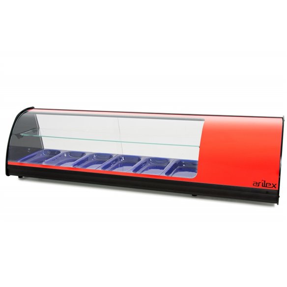 Vitrina refrigerada de tapas PLACA LISA capacidad 6-Gn1/3 DE 2 PISOS color rojo 6VTL-RO DOBLE