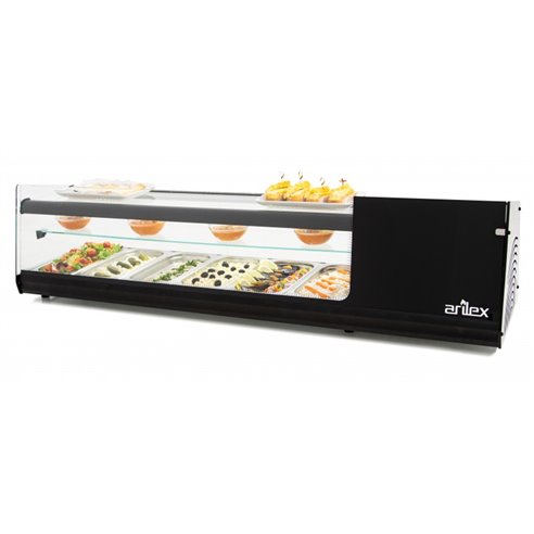 Vitrina refrigerada de tapas PLACA LISA capacidad 6 bandejas 3 pisos GN1/3 color negro 6VTL-NE TRIPLE