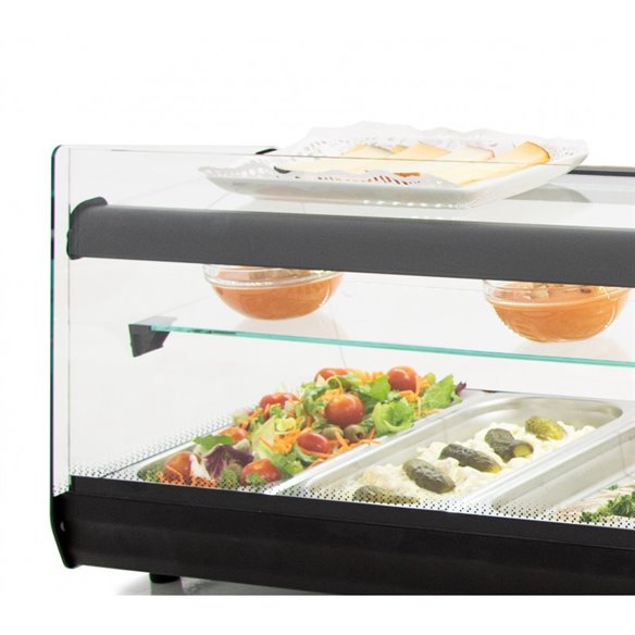 Vitrina refrigerada de tapas PLACA LISA capacidad 6 bandejas 3 pisos GN1/3 color negro 6VTL-NE TRIPLE