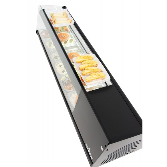 Vitrina refrigerada de tapas PLACA LISA capacidad 6 bandejas 3 pisos GN1/3 color negro 6VTL-NE TRIPLE