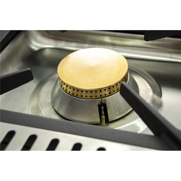Arilex- Cocina a gas 4 fuegos con piloto de 2x7,5 +2x5,5 kW con horno GN2/1 termostático de 7,5Kw 80CG70H EASY 700