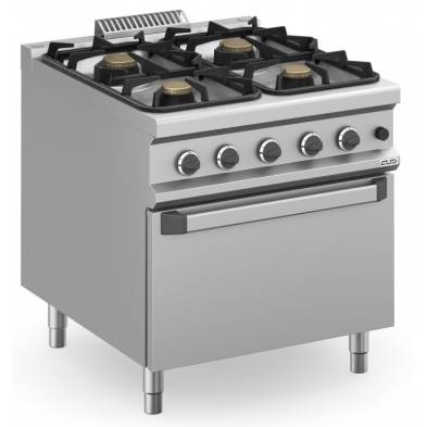 MBM- Cocina a gas 4 fuegos 2x7 + 2x11 kW con Horno a Gas MFB98FGXL MAGISTRA PLUS 900