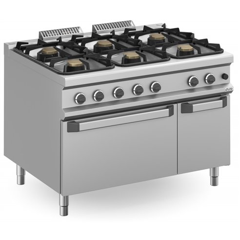 MBM- Cocina a gas 6 fuegos 3x7 + 3x11 Kw con Horno a Gas MFB912AFGXXL MAGISTRA PLUS 900