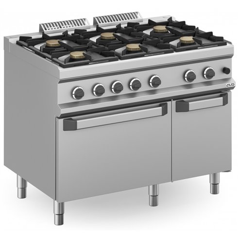 MBM- Cocina a gas 6 fuegos 6x7 Kw con Horno a Gas MFB711AFGXL MAGISTRA PLUS 700